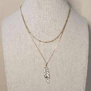 Rachel Zoe 2 Stranded Choker Sterling CZ Feather Pendant NWOT